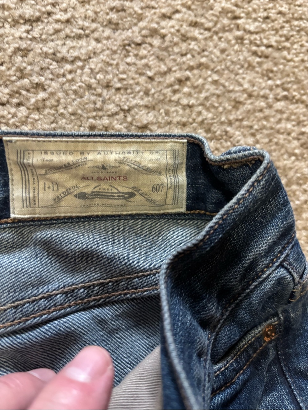 Women’s All Saints Dark Blue Distressed Skinny Jeans size 27 stretch - Picture 3 of 8